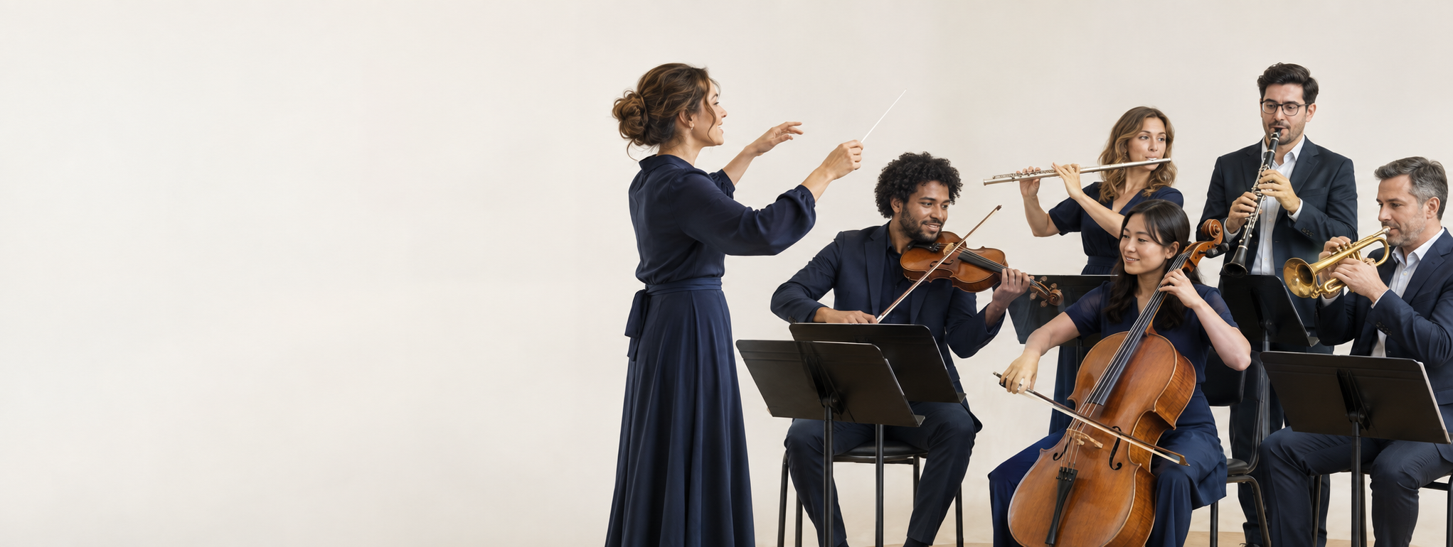 Orquesta de músicos en un ambiente cálido